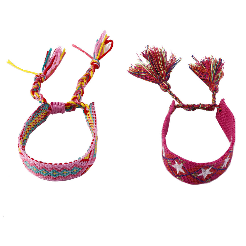Wholesale Colorful Rice Beads Hand Woven Tassel Bracelet Set